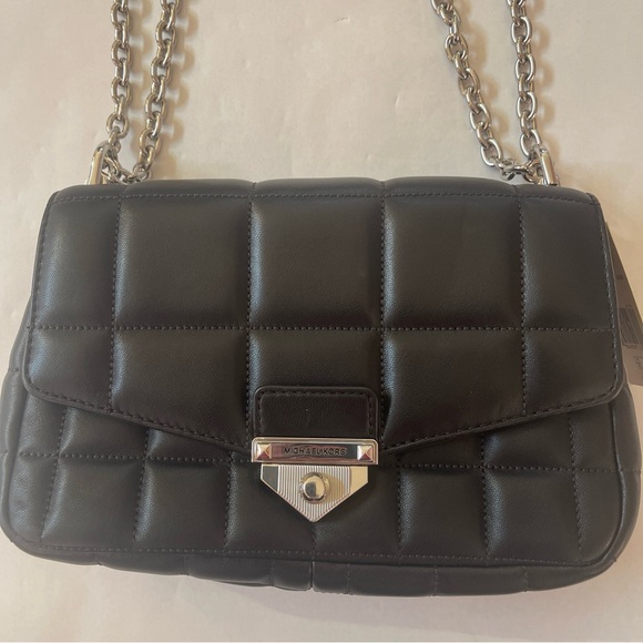 Michael Kors Soho Quilted Black Leather Shoulder Bag Chain Strap NWT - Picture 3 of 8